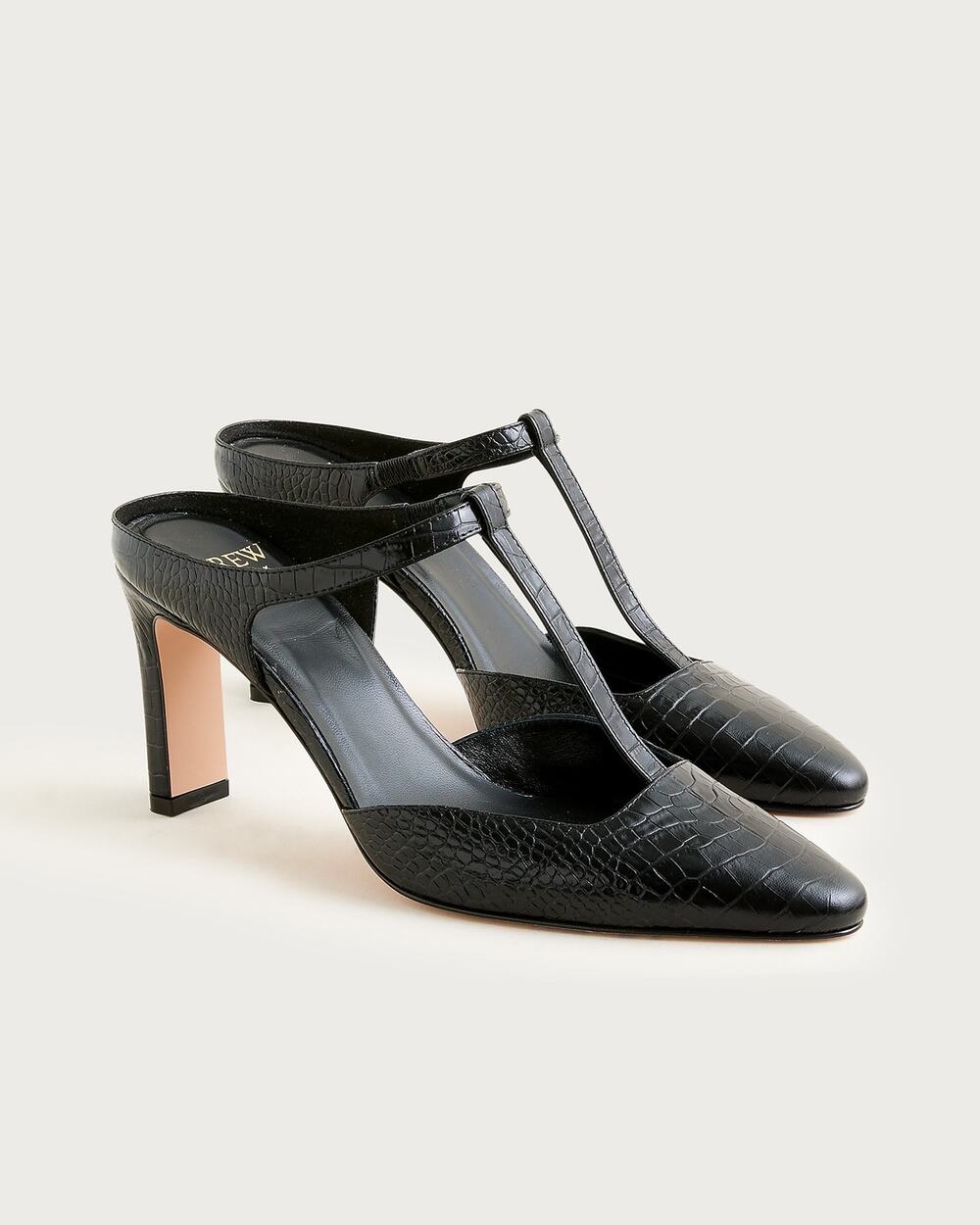 J. Crew Made-in-Italy T-strap pumps in croc-embossed leather Size 8.5M